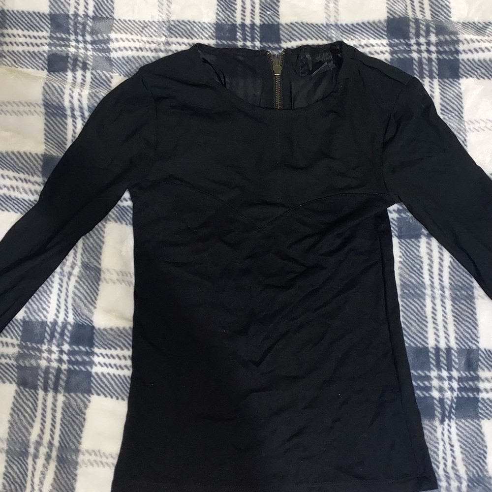 H&M Black Fitted Long Sleeve Blouse